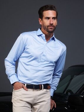 Collars & Co Semi-Spread Collar Polo Long Sleeve Mens Size XL Blue New